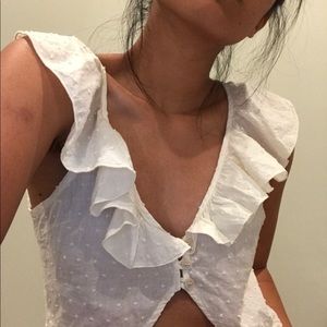 brandy melville swiss dot ruffle top
